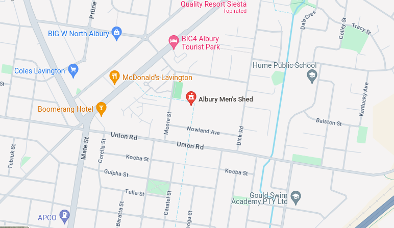 Map to Albury Men's Shed